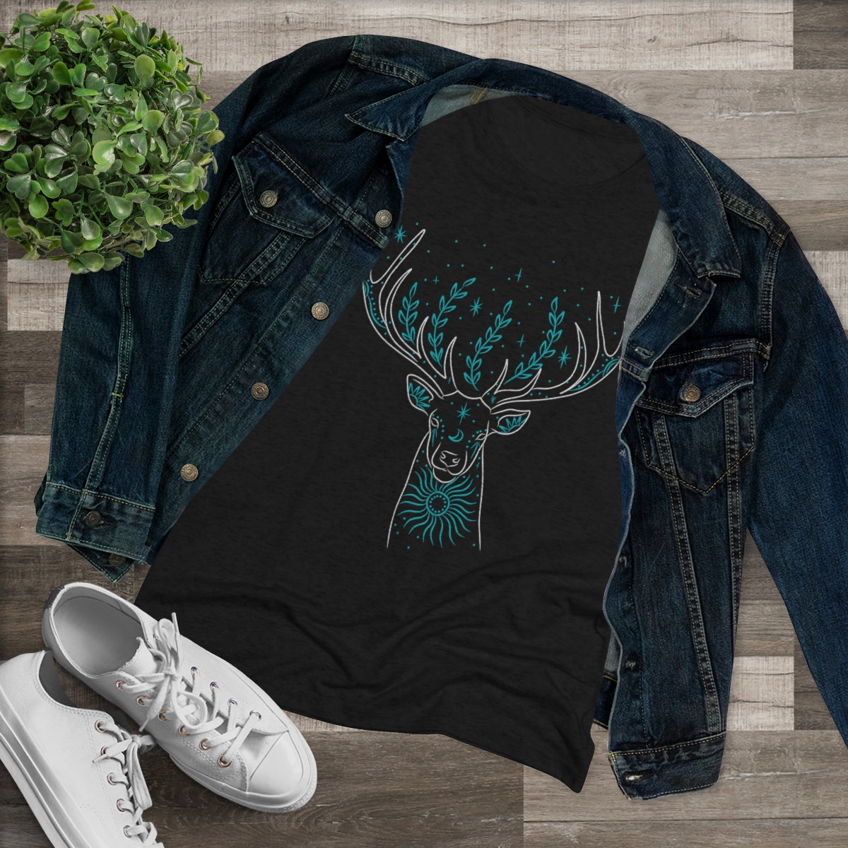 Women's Turquoise Deer Only Triblend Tee