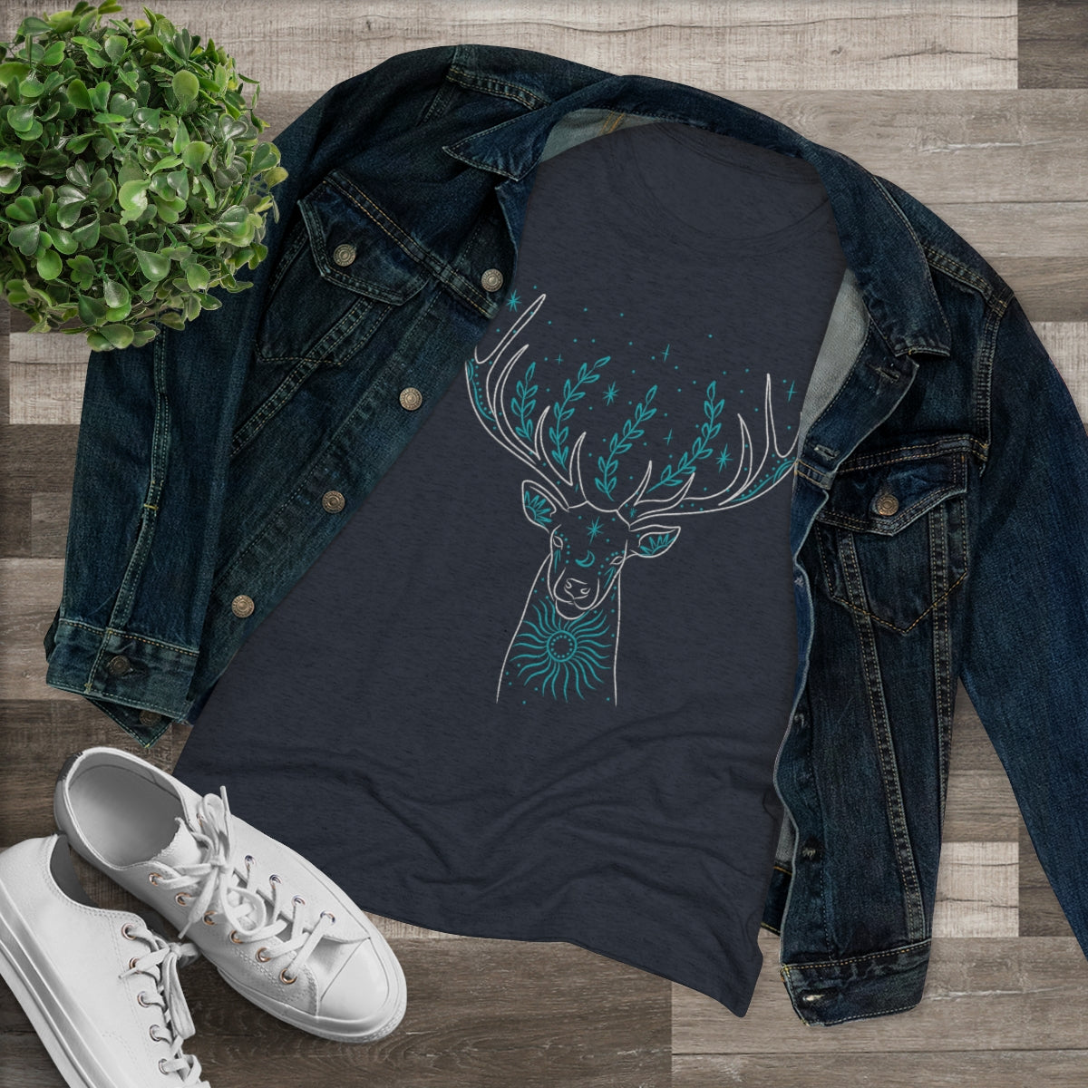 Women's Turquoise Deer Only Triblend Tee