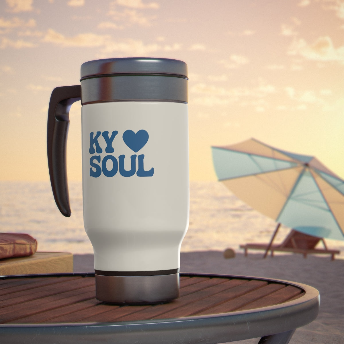 KY SOUL Heart Travel Mug with Handle, 14oz