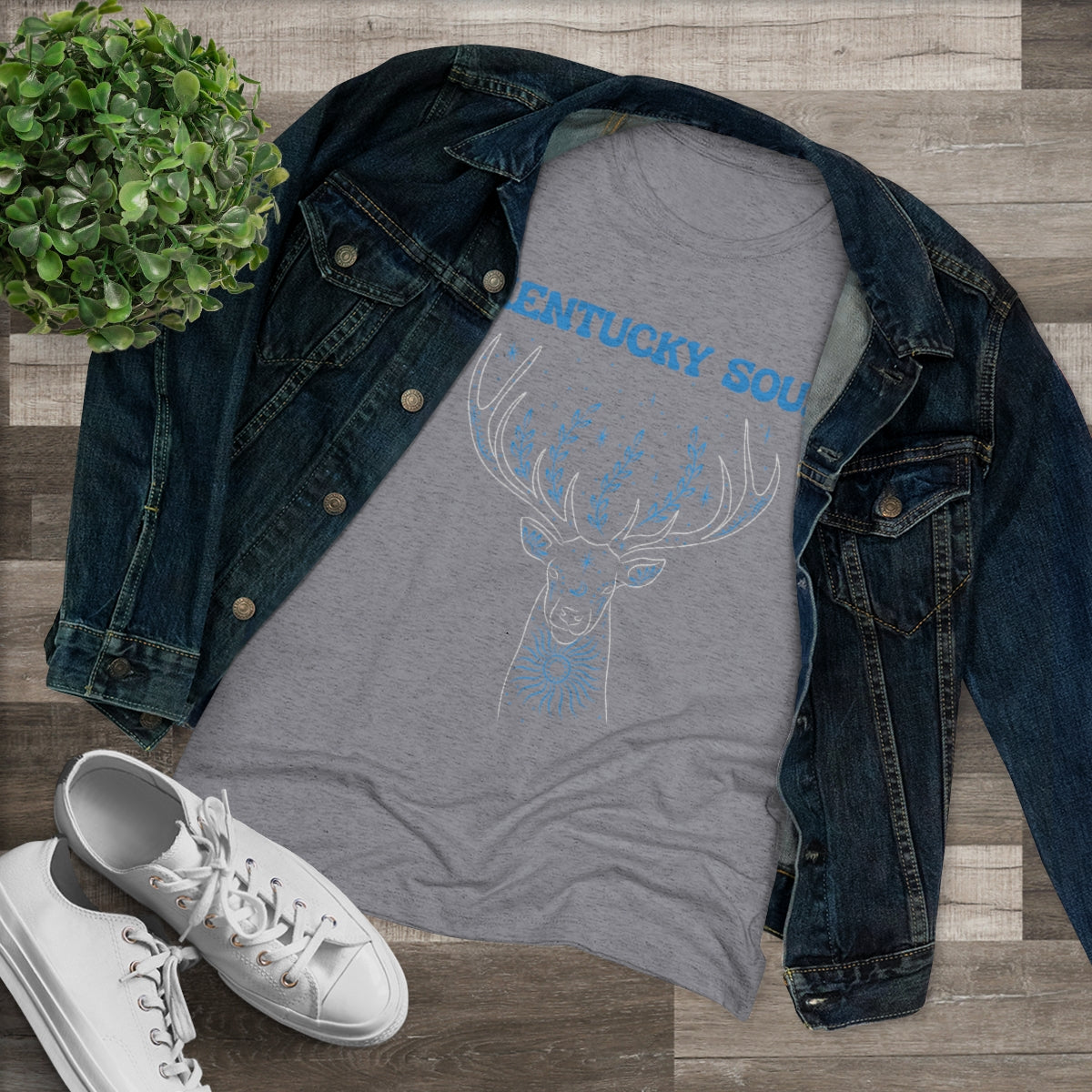 Women's Blue Deer Triblend Tee