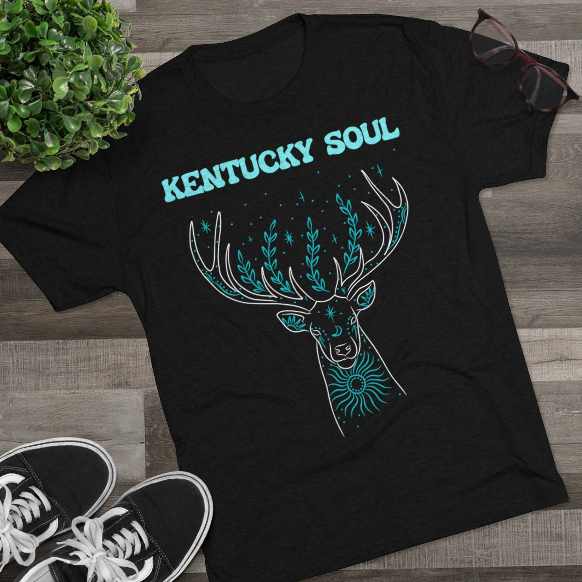 Men's Turquoise Deer Tee- Tri Blend