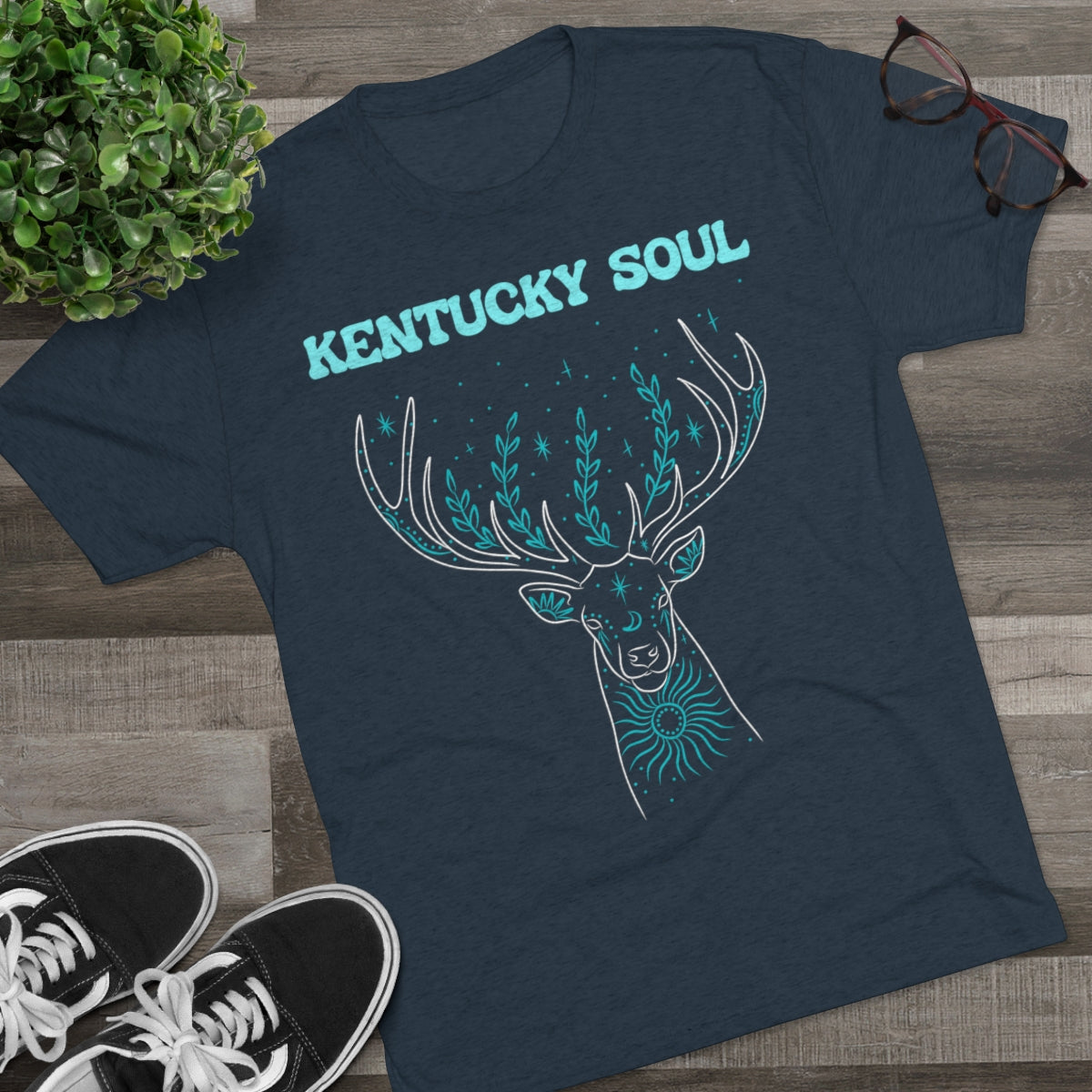 Men's Turquoise Deer Tee- Tri Blend