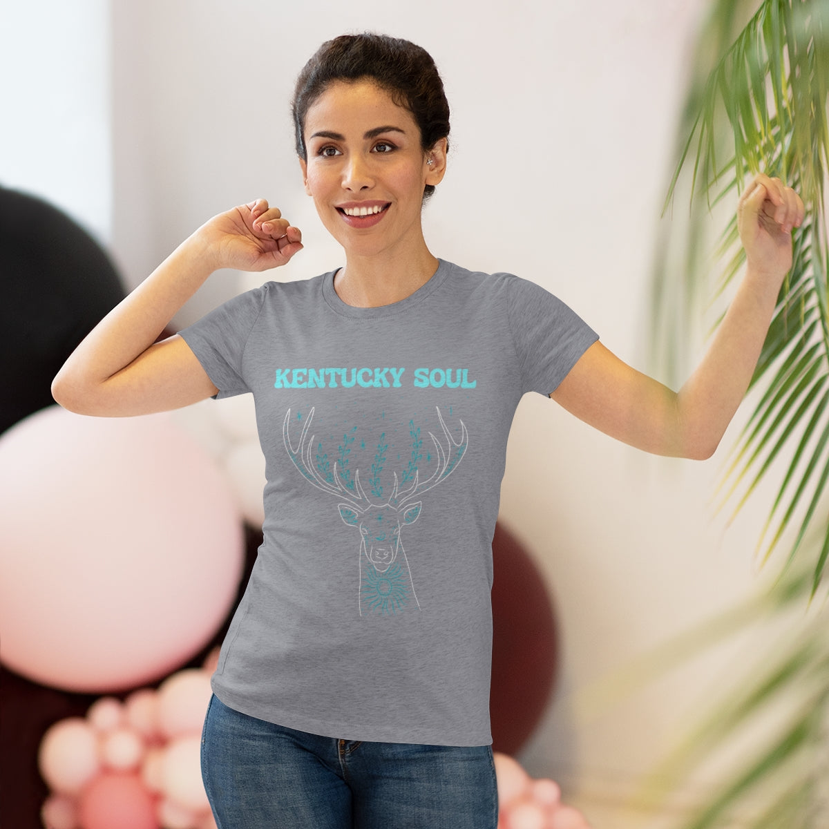 Women's Turquoise Deer Triblend Tee