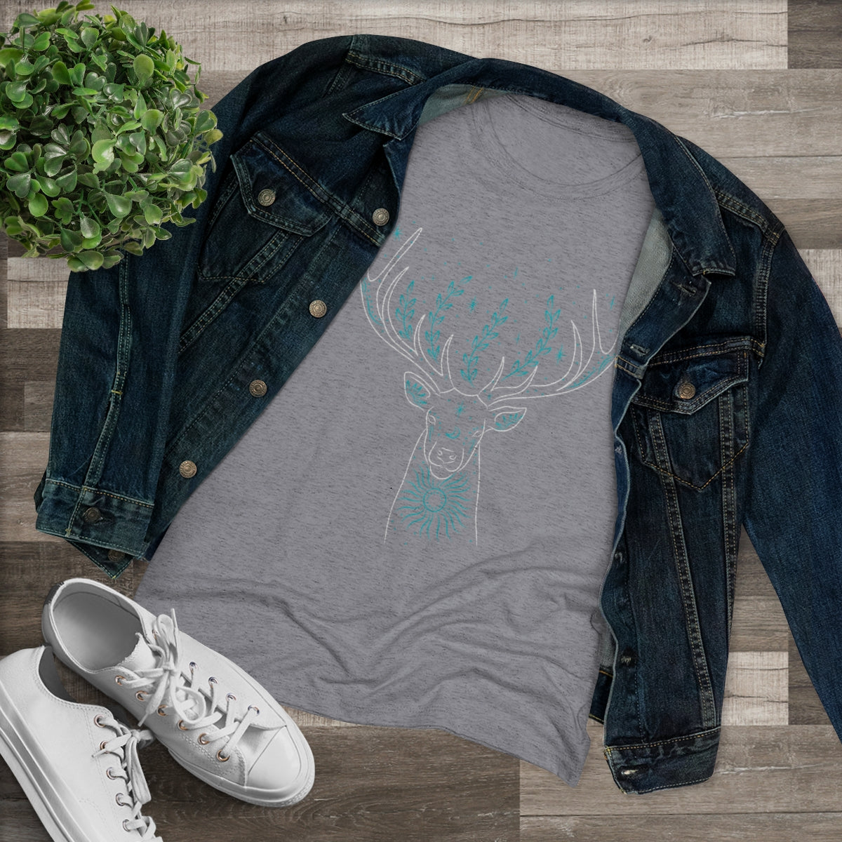Women's Turquoise Deer Only Triblend Tee