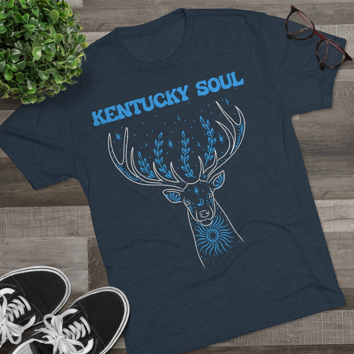 Men's Blue Deer Tri-Blend- Tee