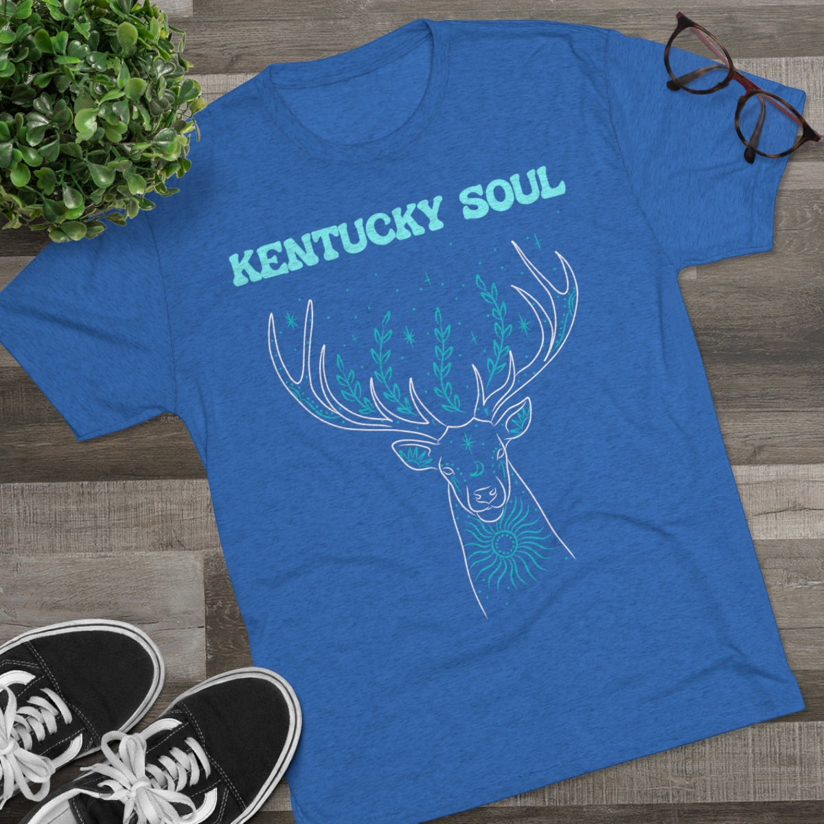 Men's Turquoise Deer Tee- Tri Blend