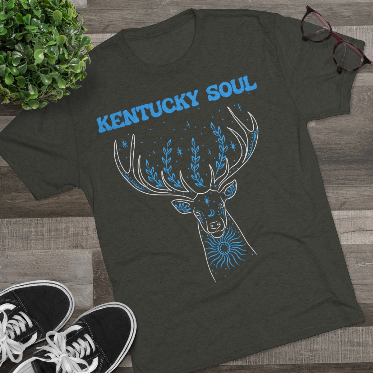 Men's Blue Deer Tri-Blend- Tee