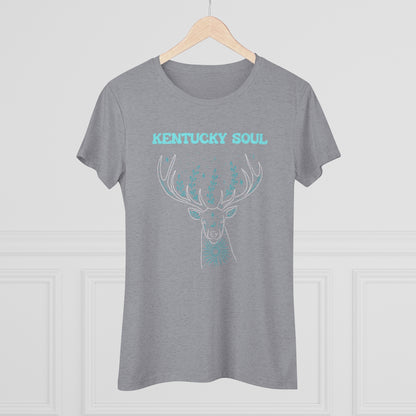 Women's Turquoise Deer Triblend Tee