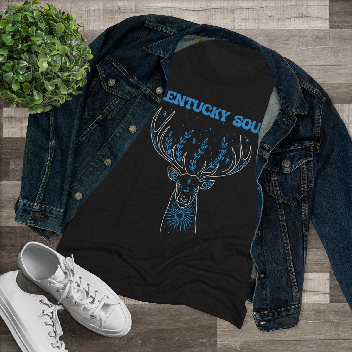 Women's Blue Deer Triblend Tee