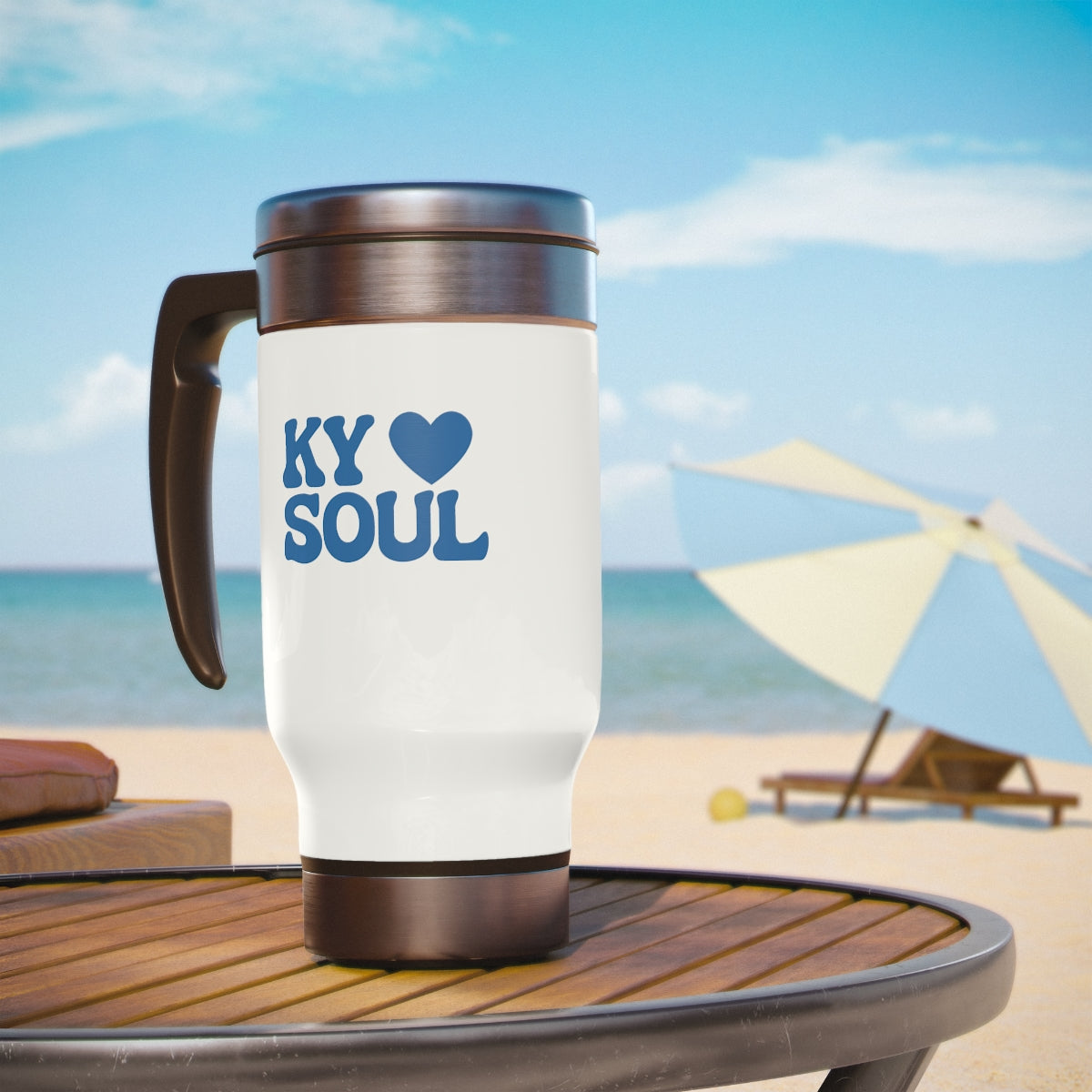 KY SOUL Heart Travel Mug with Handle, 14oz
