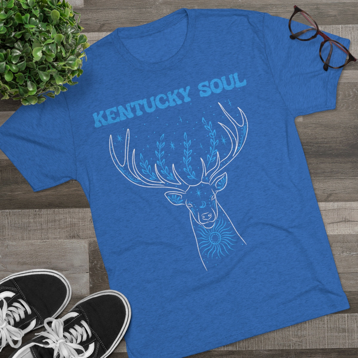 Men's Blue Deer Tri-Blend- Tee