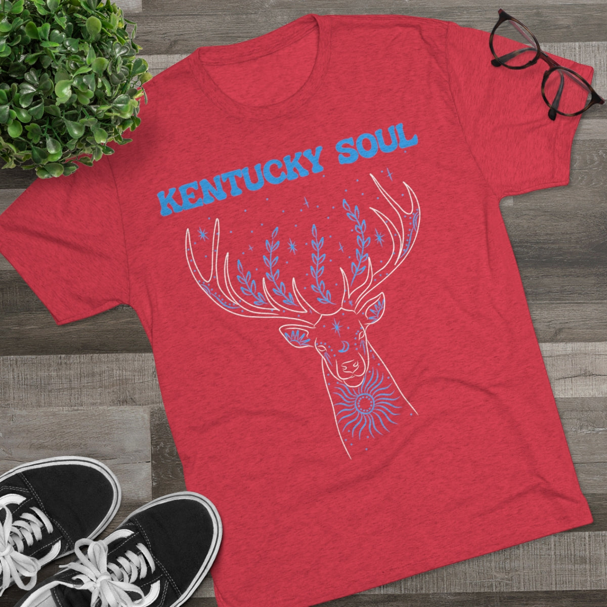 Men's Blue Deer Tri-Blend- Tee